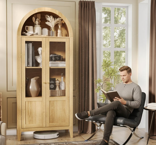 29" Black and Silver Tufted Leather and Upholstered Folding Lounge Chair