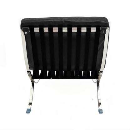 29" Black and Silver Tufted Leather and Upholstered Folding Lounge Chair