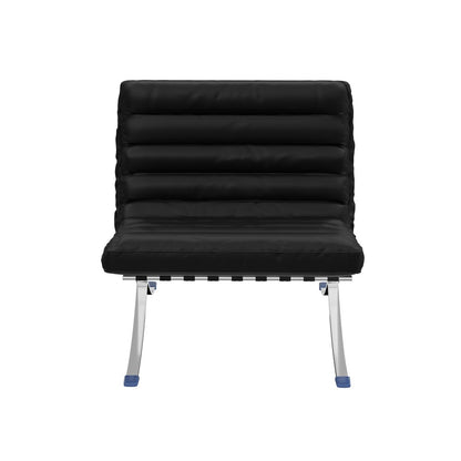 29" Black and Silver Tufted Leather and Upholstered Folding Lounge Chair - Fluent Trends