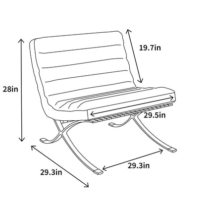 29" Black and Silver Tufted Leather and Upholstered Folding Lounge Chair - Fluent Trends