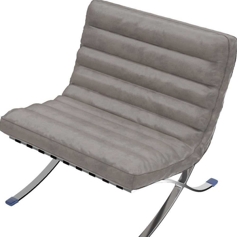 29" Gray and Silver Tufted Leather and Upholstered Folding Lounge Chair HomeRoots
