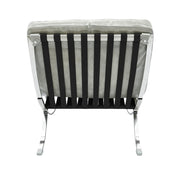 29" Gray and Silver Tufted Leather and Upholstered Folding Lounge Chair - Fluent Trends Accent Chairs