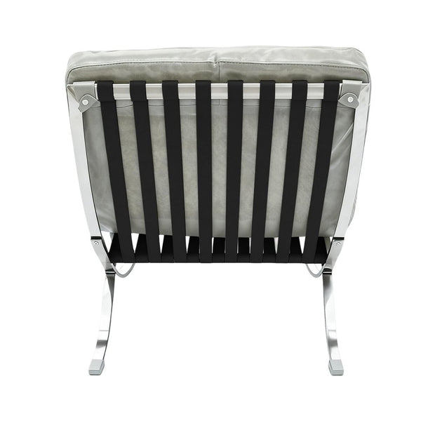 29" Gray and Silver Tufted Leather and Upholstered Folding Lounge Chair - Fluent Trends Accent Chairs