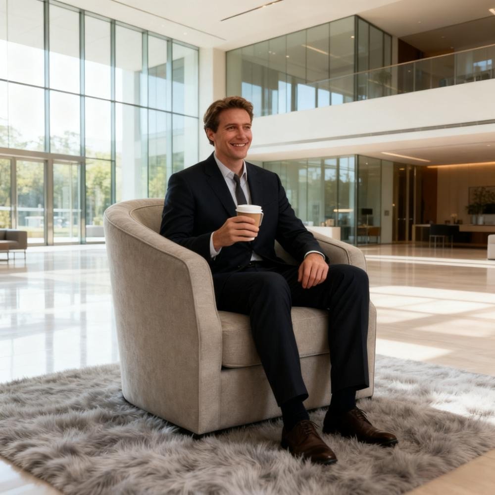 32" Beige Fabric Upholstered Arm Chair - Fluent Trends Accent Chairs