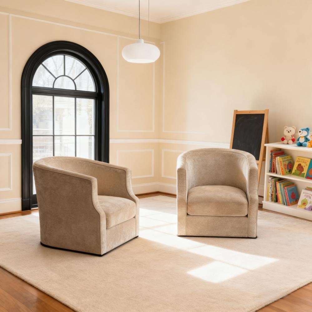 32" Beige Fabric Upholstered Arm Chair - Fluent Trends Accent Chairs