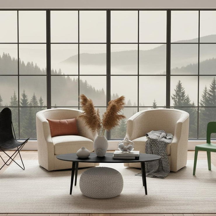 32" Beige Fabric Upholstered Arm Chair - Fluent Trends Accent Chairs