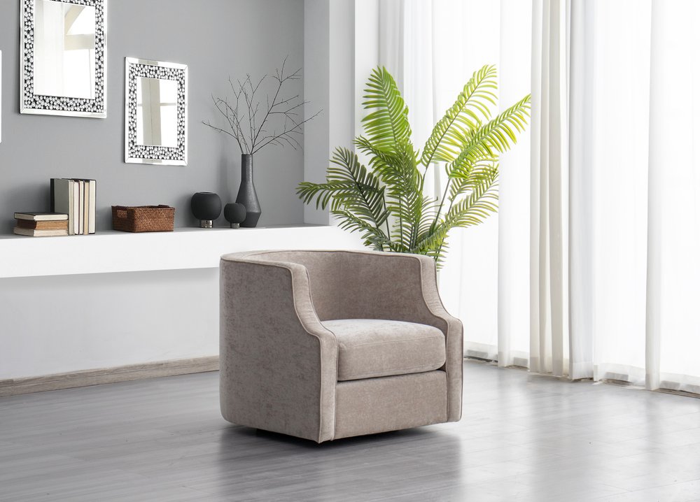 32" Beige Fabric Upholstered Arm Chair - Fluent Trends Accent Chairs