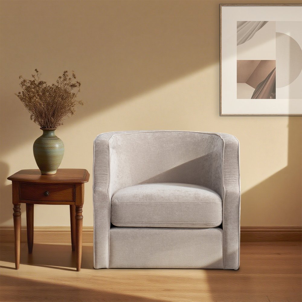 32" Beige Fabric Upholstered Arm Chair HomeRoots
