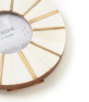 Mukhendu 3x3 Round Picture Frame - Carved Bone, Brass Accents - Fluent Trends