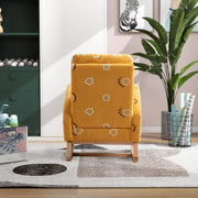 Modern Nursery Rocking Chair Mid Century Accent with Side Pocket Mustard Boucle Upholstered High Back - Fluent Trends