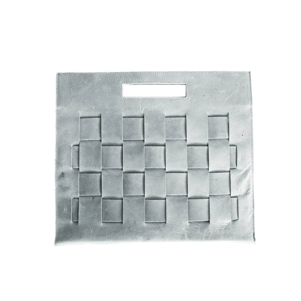 Woven Laptop Clutch in Glacial Gray, a sustainable and stylish eco-friendly laptop sleeve with a cut-out handle.