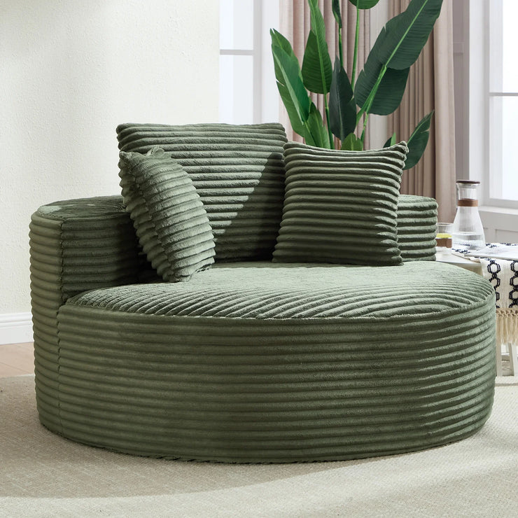 Round Sofa | Couch Bed with Memory Foam and Three Pillows | Green - Fluent Trends