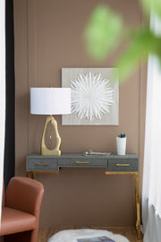 Modern Gold Geode Table Lamp with White Drum Shade & Agate Accents, 27.5" H - Fluent Trends - Fluent Trends