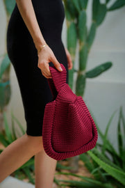 Mackenzie Knit Clutch in Maroon - Fluent Trends