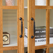 Rustic Style Display Curio Cabinet with Lattice Window Doors - Fluent Trends