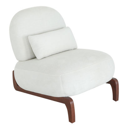 Modern White Velvet Armless Accent Chair with Solid Wood Legs - Fluent Trends