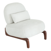 Modern White Velvet Armless Accent Chair with Solid Wood Legs - Fluent Trends