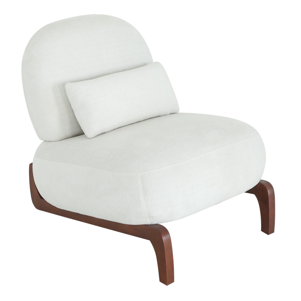 Modern White Velvet Armless Accent Chair with Solid Wood Legs - Fluent Trends