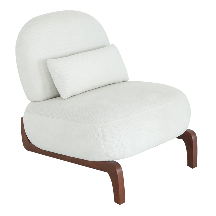 Modern White Velvet Armless Accent Chair with Solid Wood Legs - Fluent Trends
