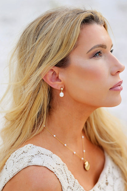 Coraline 14k Gold-Filled Freshwater Pearl Drop Earrings - Timeless Coastal Jewelry