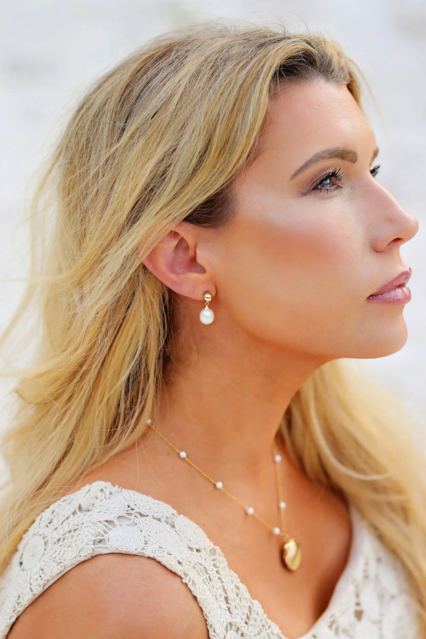Coraline 14k Gold-Filled Freshwater Pearl Drop Earrings - Timeless Coastal Jewelry - Fluent Trends