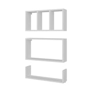 Modern Wall Mounted Floating Shelves, Set of 3 Rectangular Display Racks - Fluent Trends