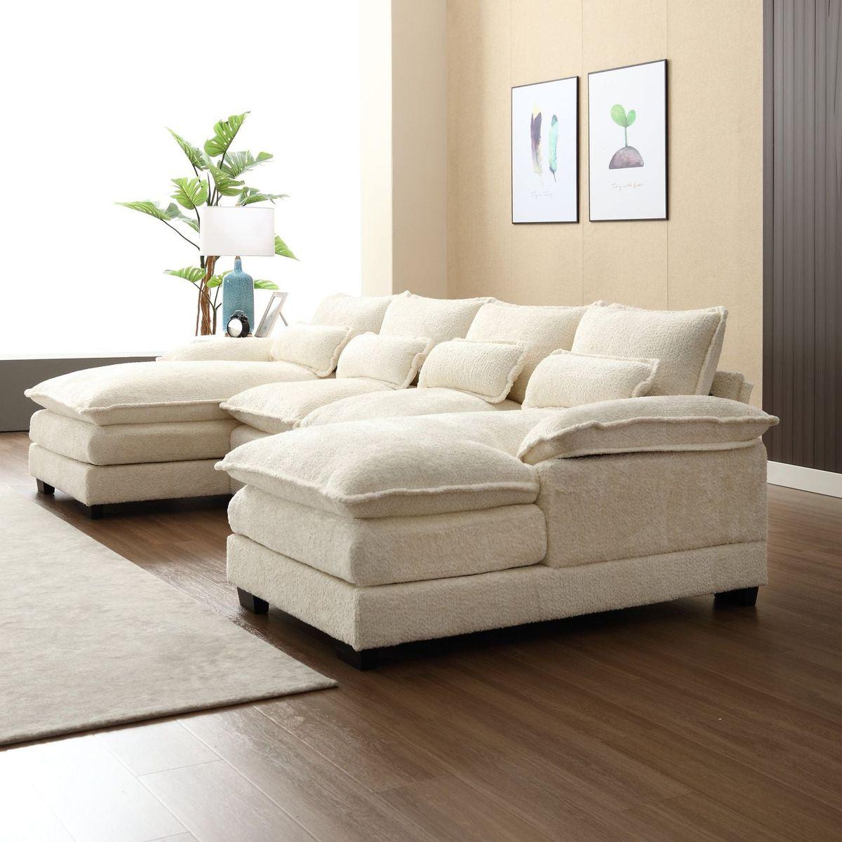 Modern Large chenille Fabric U-Shape Sectional Sofa Streamdale Furniture