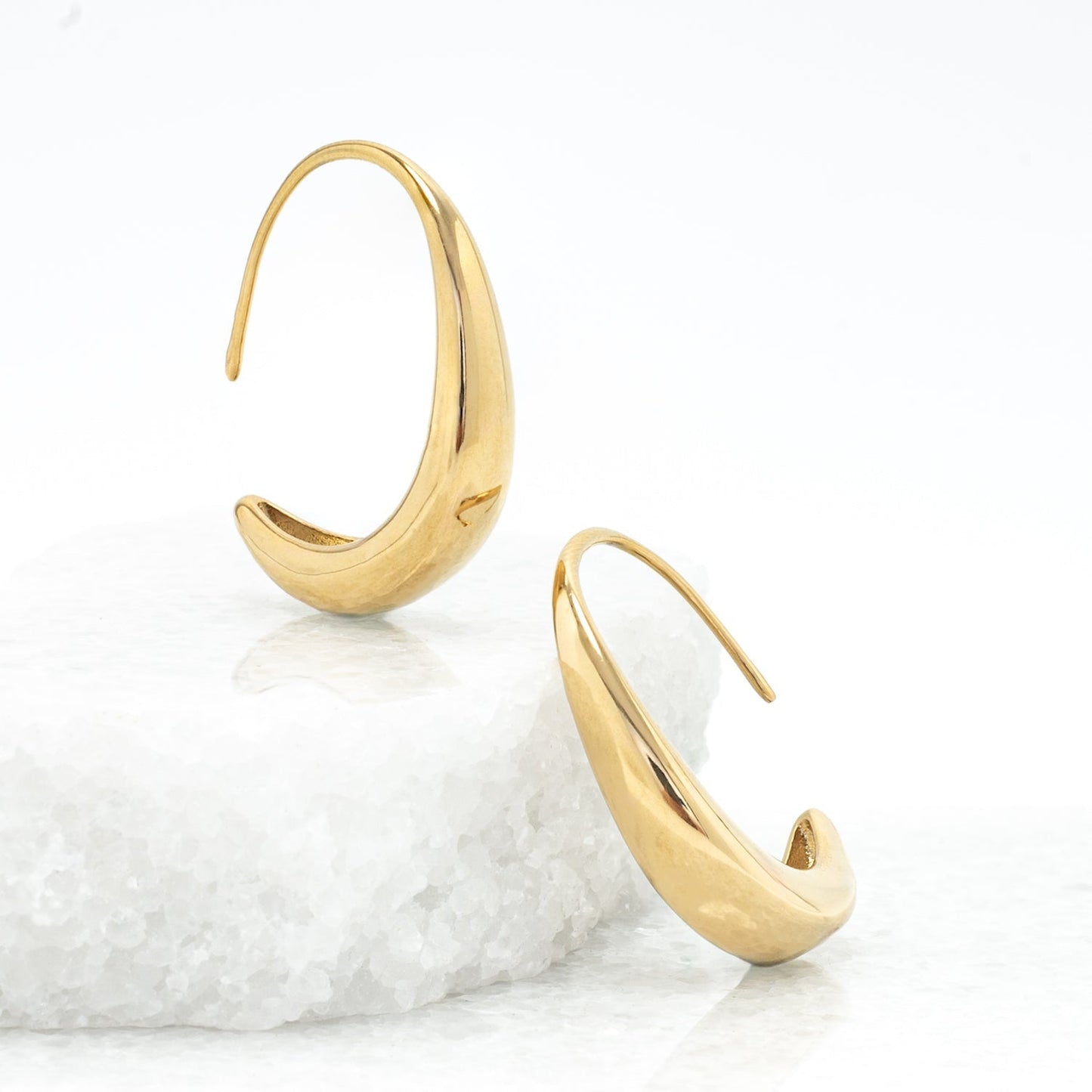 Crescent Moon Thread Drop Earrings in 14K Gold Plated