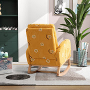 Modern Nursery Rocking Chair Mid Century Accent with Side Pocket Mustard Boucle Upholstered High Back - Fluent Trends
