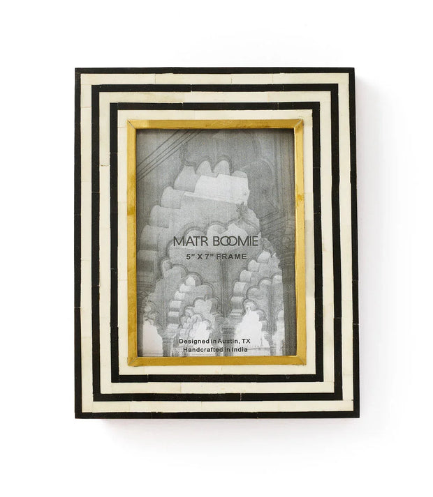 Rajiva 5x7 Black & Cream Picture Frame - Hand Carved Bone - Fluent Trends