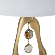 Modern Gold Geode Table Lamp with White Drum Shade & Agate Accents, 27.5" H - Fluent Trends - Fluent Trends