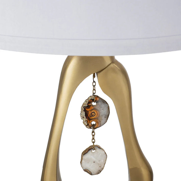 Modern Gold Geode Table Lamp with White Drum Shade & Agate Accents, 27.5" H - Fluent Trends - Fluent Trends