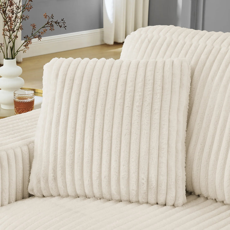 Modern Corduroy Tufted Sleeper Sectional Sofa - Modular L-Shape, Beige - Fluent Trends