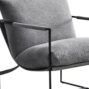 35" Gray and Black Boucle And Metal Sling Arm Chair - Fluent Trends Accent Chairs