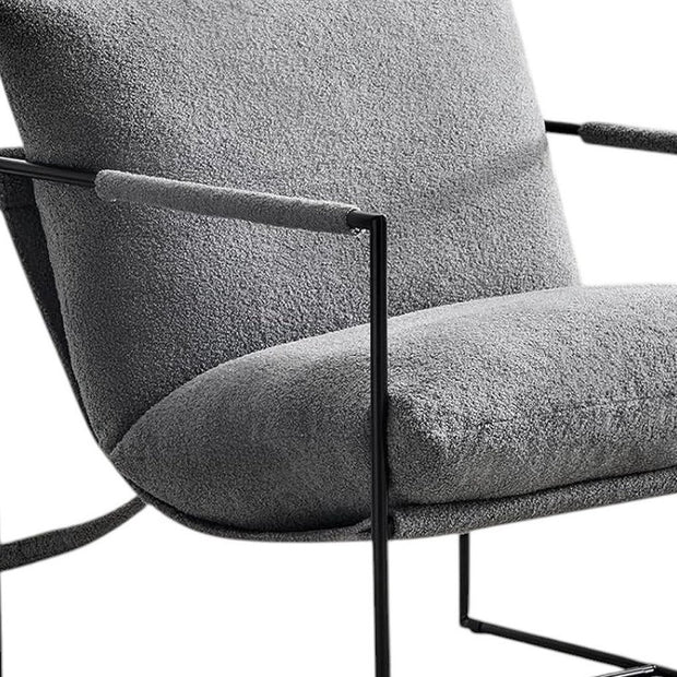 35" Gray and Black Boucle And Metal Sling Arm Chair - Fluent Trends Accent Chairs