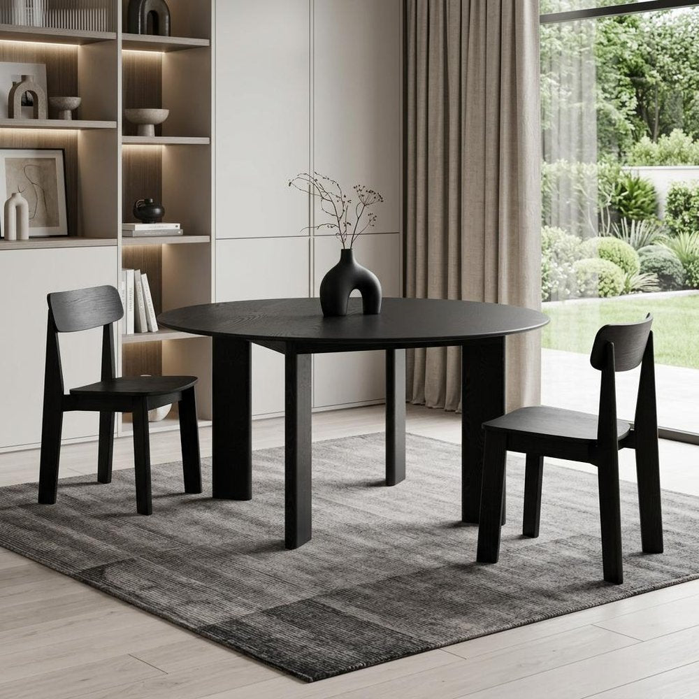 59" Natural Solid Wood Round Top Dining Table