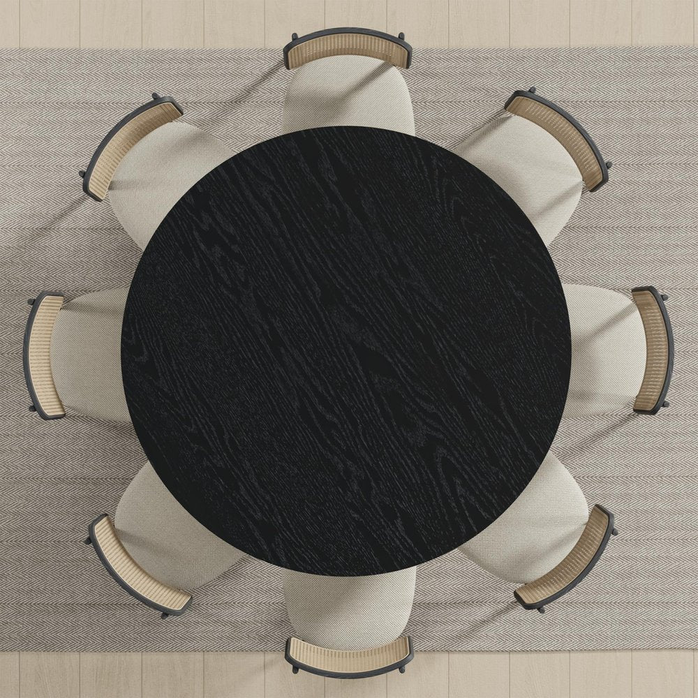 59" Natural Solid Wood Round Top Dining Table