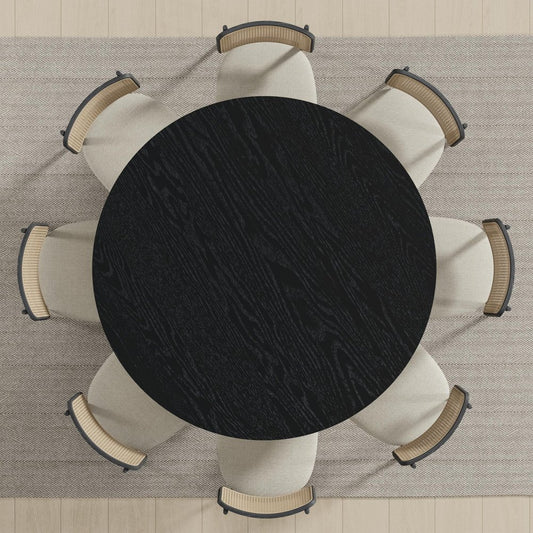 59" Natural Solid Wood Round Top Dining Table