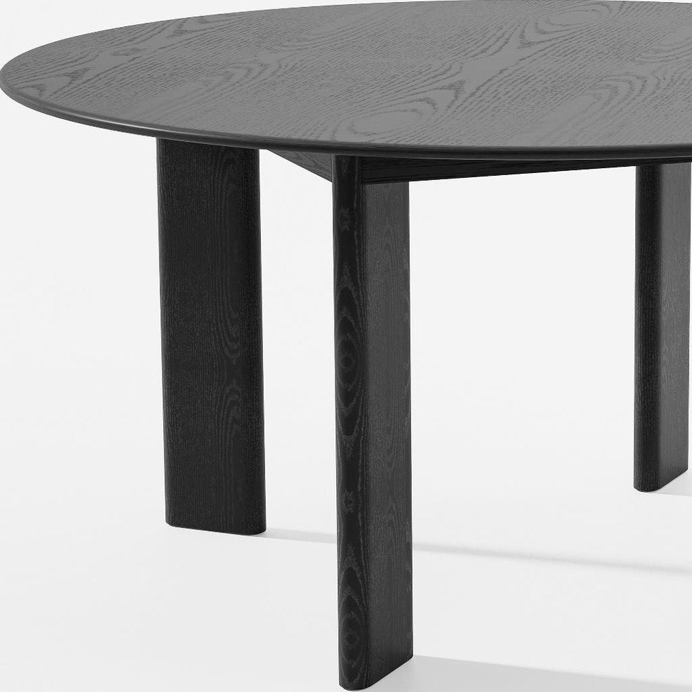 59" Natural Solid Wood Round Top Dining Table