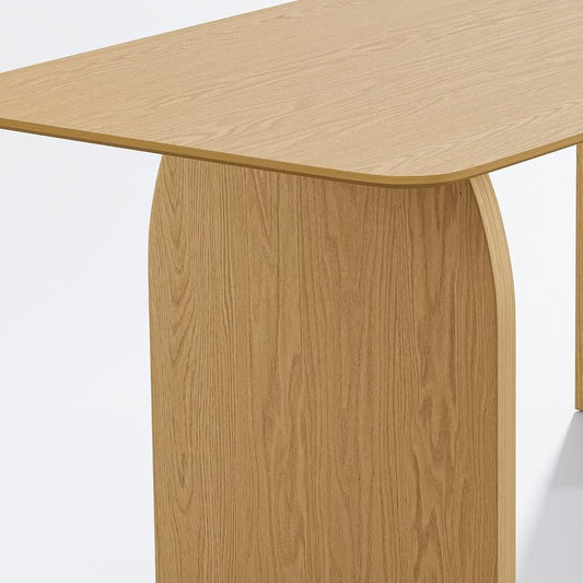 66 Inch Natural Oak Double Pedestal Dining Table