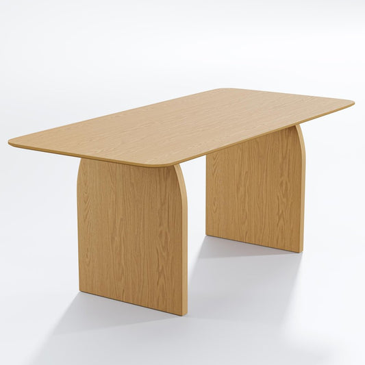 66 Inch Natural Oak Double Pedestal Dining Table