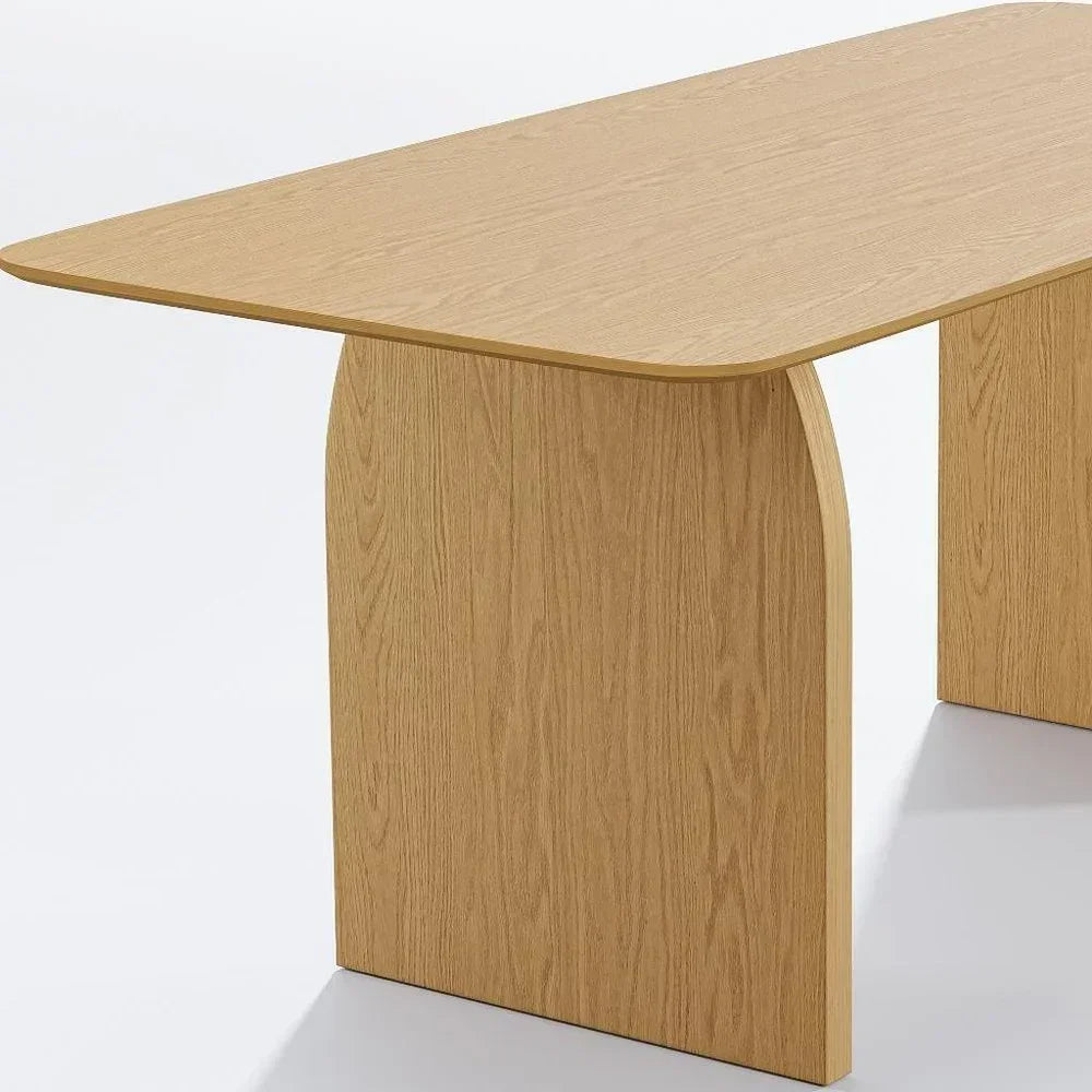 Solid Wood Dining Table 66 Inch - Natural Double Pedestal Base