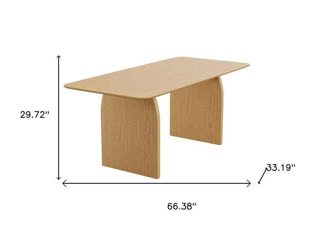 Solid Wood Dining Table 66 Inch - Natural Double Pedestal Base