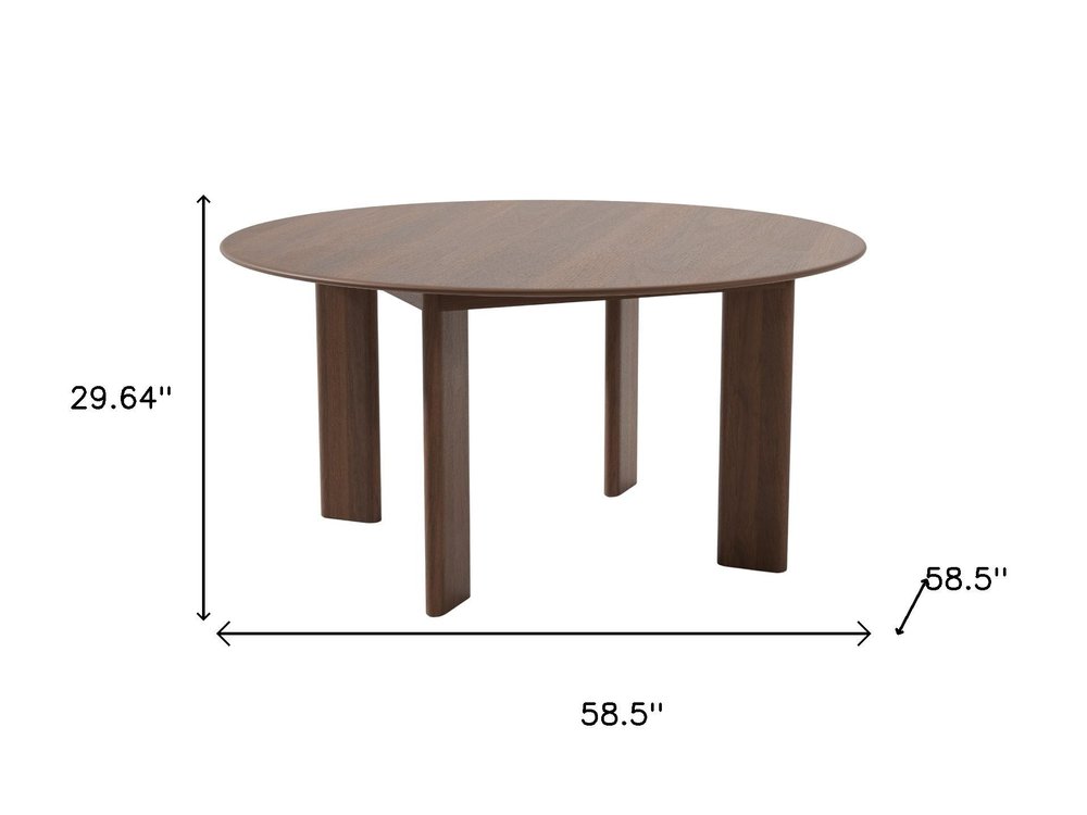 59" Natural Solid Wood Round Top Dining Table