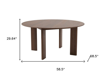 59" Natural Solid Wood Round Top Dining Table