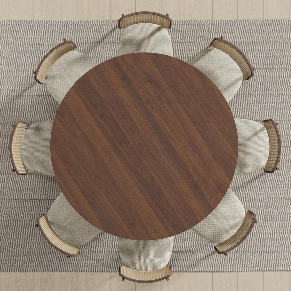 59" Natural Solid Wood Round Top Dining Table