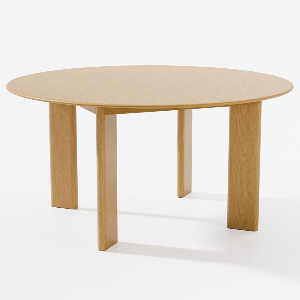 59" Natural Solid Wood Round Top Dining Table