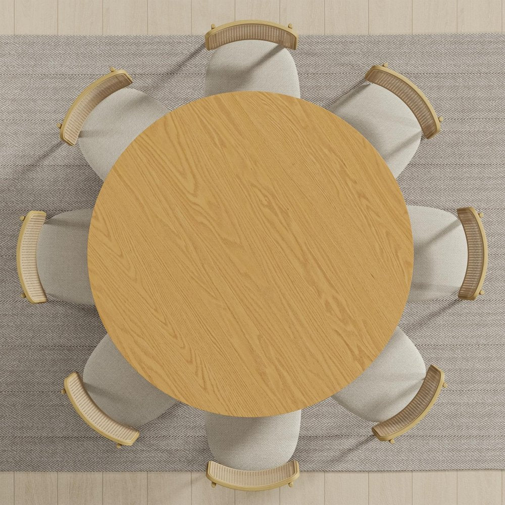 59" Natural Solid Wood Round Top Dining Table