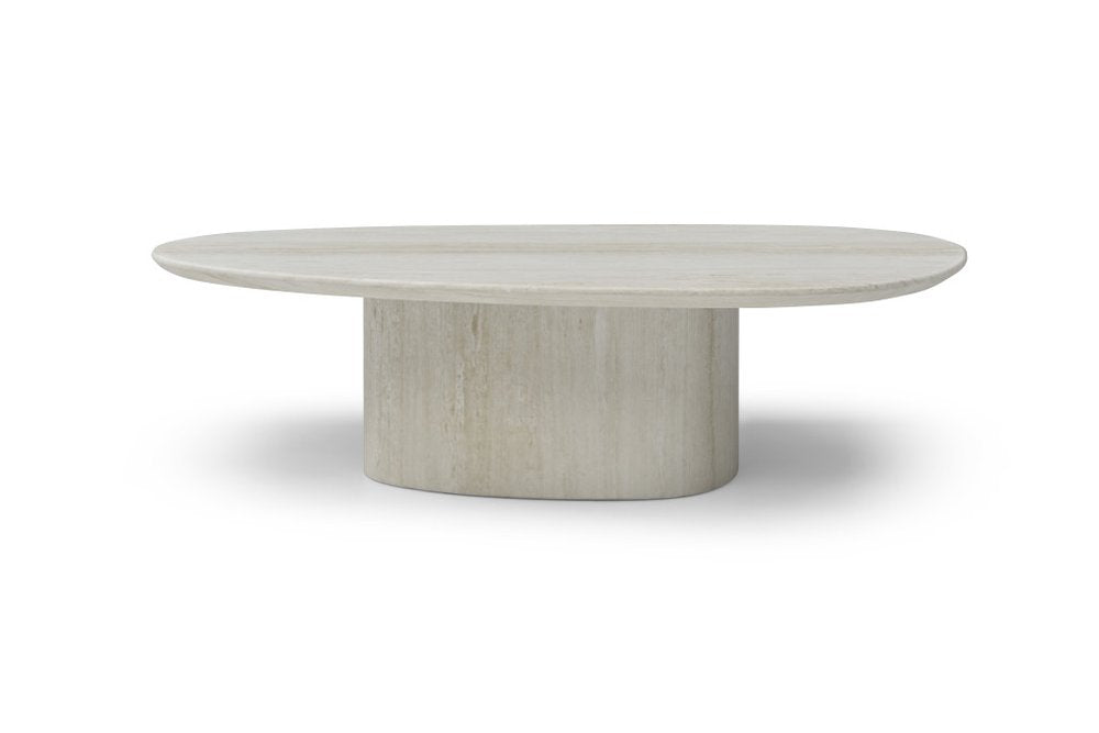 Sia 51" Genuine Marble Oval Pedestal Table | Beige