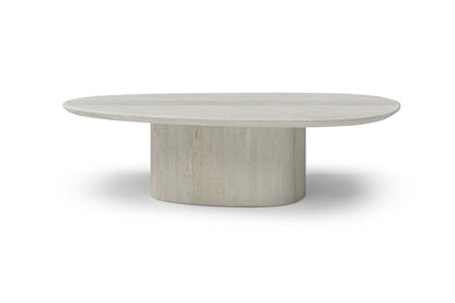 Sia 51" Genuine Marble Oval Pedestal Table | Beige